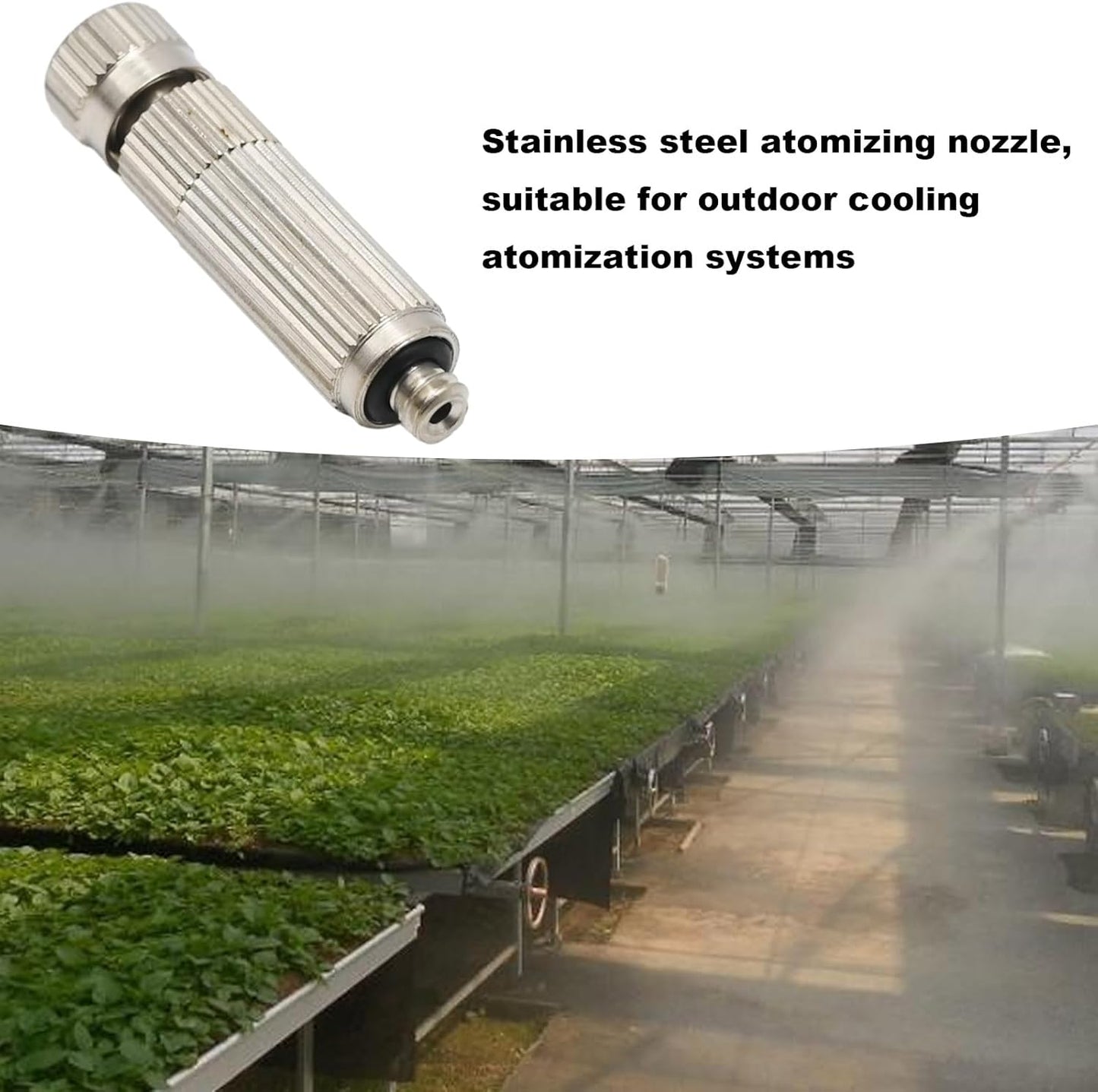10 Pcs High Pressure Misting Nozzles Stainless Steel for Outdoor Cooling Misting System, High Pressure Anti Drip Cleanable, 3/16" Thread (0.8mm)