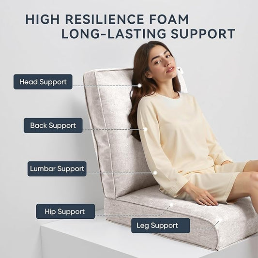 8-Piece Outdoor Patio Cushion Set - Fade & Water Resistant with Removable Olefin Cover, 22x24x4 Inch Memory Foam Cushions for Wicker Sectional Sofa – Beige/Regular