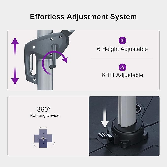PURPLE LEAF 10ft Cantilever Outdoor Patio Umbrella Large Heavy Duty 360° Rotation Double Top Offset Rectangular Umbrellas for Backyard Deck Pool, Spectrum Indigo