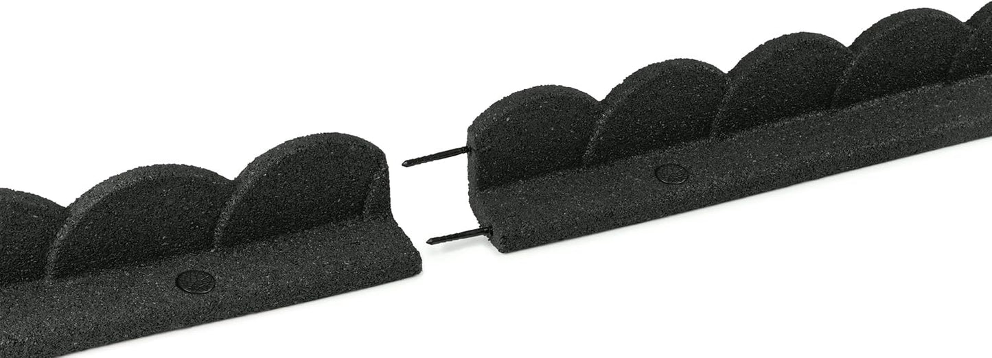 Playsafer L Shaped Flexible Rubber Scalloped Edger for Lawns Landscaping and Playground | Easy No Dig Installation| 4' Long (2, Dark Gray)