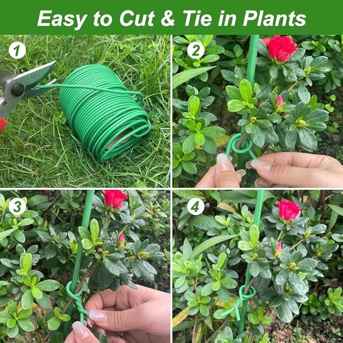 Shintop Plant Ties, 164ft Soft Green Garden Wire Flexible Tomato Ties for Outdoor Climbing Plants, Flowers, Vines Plant Support (3.5mm)