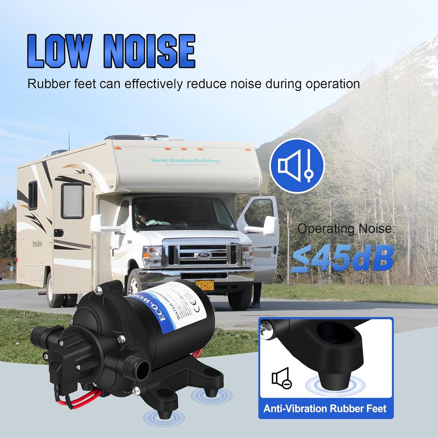 ECO-WORTHY RV Water Pump 12Volt 3.5GPM 50PSI 12V Fresh Diaphragm Pump with Pressure Switch and Self-Priming for RV Yacht Garden Sprayer Food Truck