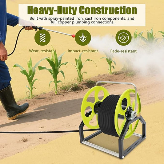 Metal Hose Reel for 0.55in Hose Reel, 28.1ft Garden Hose with Brackets and Handle for Watering Lawn and Flowers, Car