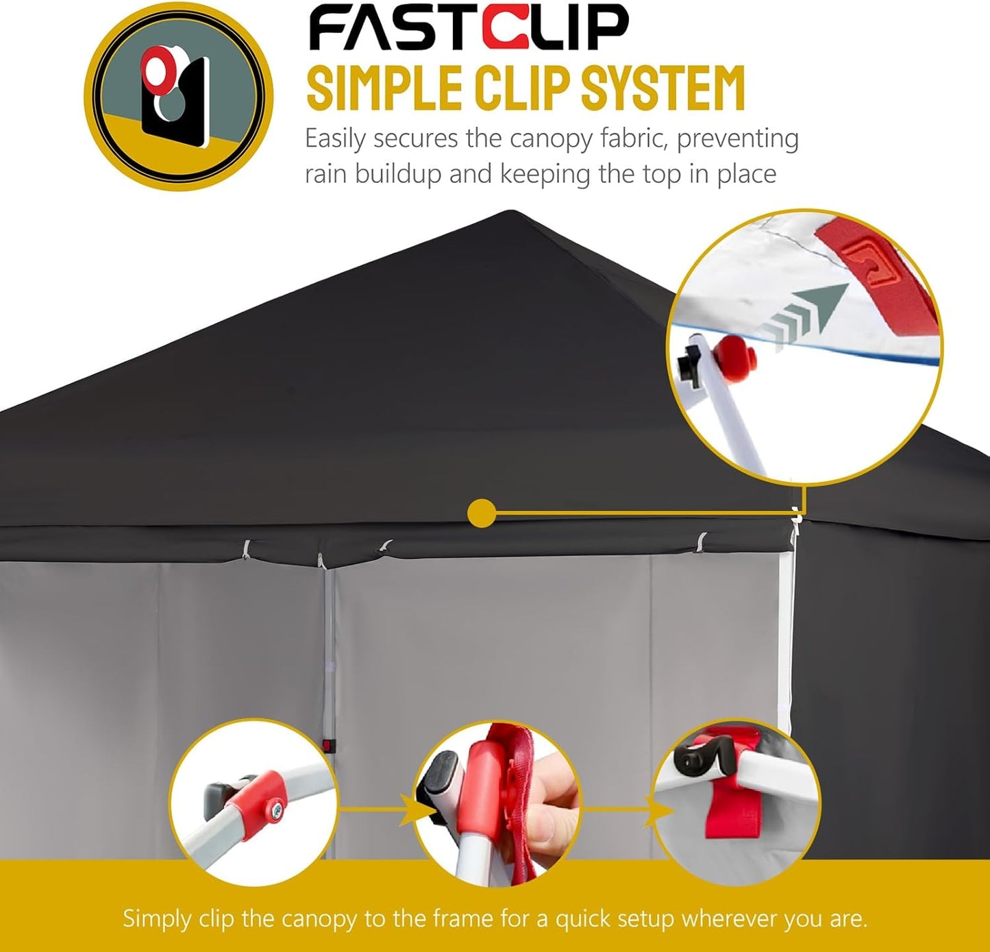 CROWN SHADES 10X10 Comercial Instant Canopy Pop Up Tent with Center Lock (10x10 with 4 Sidewalls, Black)