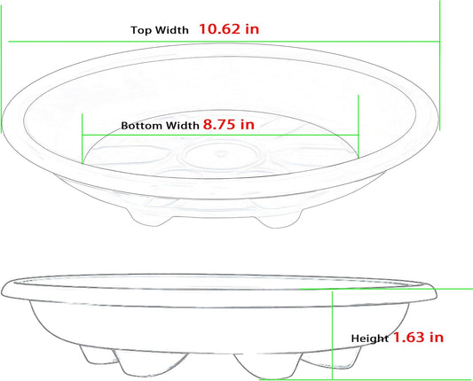 6 Pack of Plant Saucer 10 inch, Heavy Duty Clear Plastic Plant Trays, Plant Pot Saucers, Plant Water Tray for Planters