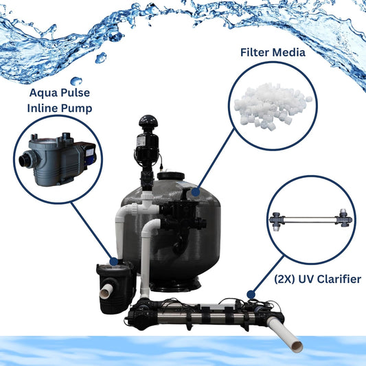 HALF OFF PONDS Simply Clear PRO Koi Pond Filter System with 2HP Blower, UV Clarifier & 2.0 HP Pump – Filters Ponds Up to 27,000 Gallons – Complete Kit with Bio Media, Multiport Valve, Gauge