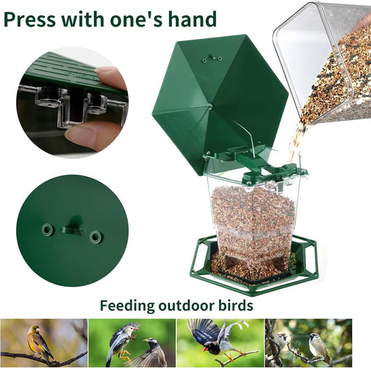 Bird Feeders for Outdoors Hanging Bird Feeder Wild Birds Seed, Green 2 Pack
