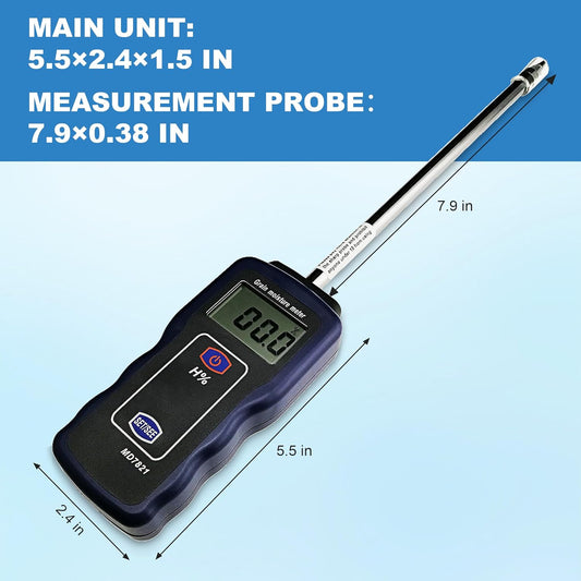 Grain Moisture Meter High Precision Grain Moisture Tester with Temperature Compensation Portable Seed Moisture Meter for 9 Grains Including Wheat, Rice, Corn, Millet, Un-husked & Husked Rice
