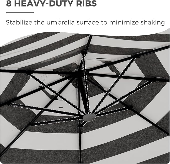 Grand patio 10x10 FT Cantilever Umbrella with Base Outdoor Large Aluminum Square Offset Umbrellas for Deck Pool (Black & White, 10x10 FT)