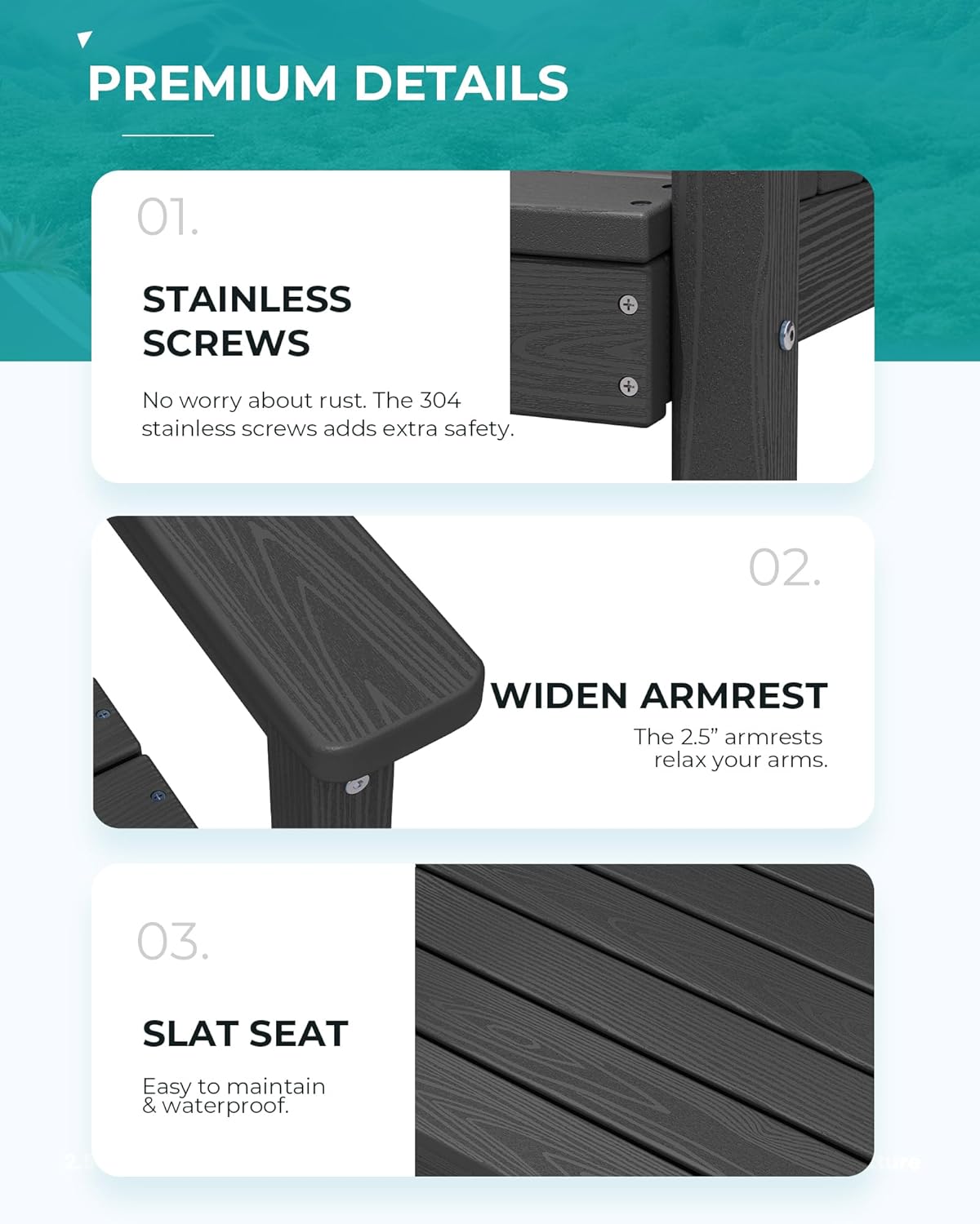 SERWALL 7-Piece Patio Dining Table Sets, Outdoor HDPE Dining Furniture Set with Umbrella Hole Cut-Out Table and 6 Chairs, Black