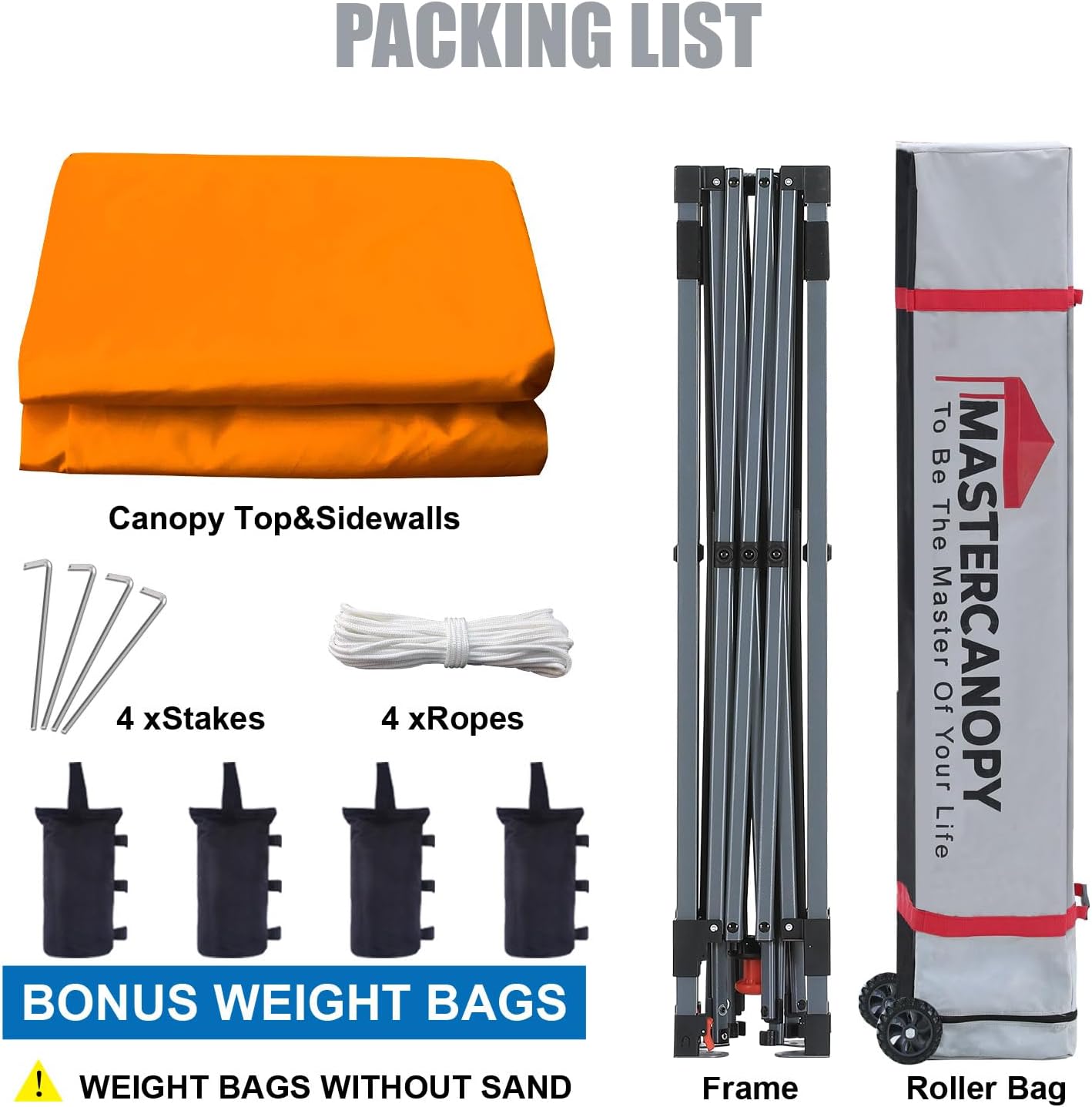 MASTERCANOPY Heavy Duty Pop-up Canopy Tent with Sidewalls (10x10,Orange)