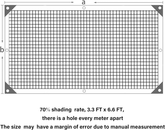 winemana 70% Black Shade Cloth, 3.3 x 6.6 FT Durable Mesh Tarp with Grommets, Resistant Garden Sun Shade Netting with Taped Edge for Plant Cover, Greenhouse, Patio, Tomatoes, Chicken Coop, Barn Kennel