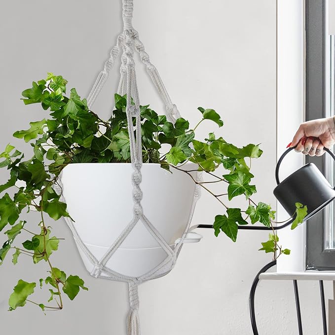 10 inch Self Watering Planters, 2 Pack Large Plastic Plant Pots with Deep Reservior and High Drainage Holes for Indoor Outdoor Plants and Flowers, White