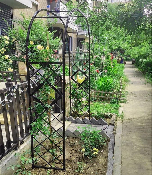 Heavy Duty Steel Garden Arbor & Trellis Arch for Grape Vines Climbing Plants Pergola Outdoor Theme Decoration Archway 180cm 260cm 340cm 140cm (Color : Black, Size : 87" W x 91" H)