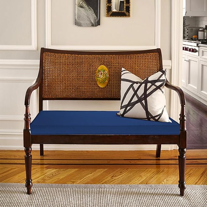 Outdoor Bench Cushion 48x18x3 Inch with Ties, Thick Waterproof Porch Swing Cushions for Patio Furniture Chair Pad, Seat Sofa Garden Replacement Cushion Sponge Filling