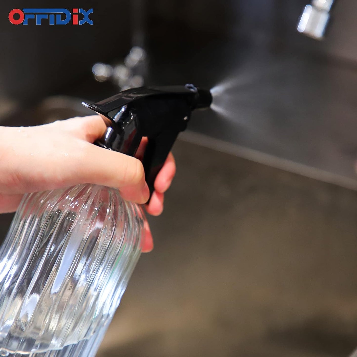 OFFIDIX Spray Bottle, Pressure Watering Can, Handheld Spray Bottles, Outdoor Indoor Plant Mister, 0.4L/13.5oz Glass Water Spray Bottle for Garden, Plants, Cleaning, Hairdressing (Clear)