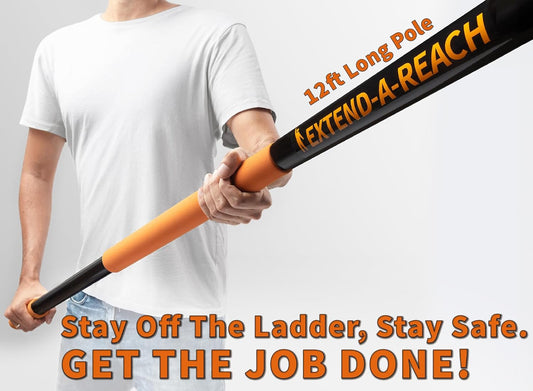 4-12 Telescoping Roof Rake 20 ft Reach // Collapsible Roof Rake for Leaves and Pine with Extension Pole // Roof Cleaning Tool for Gardening and Lawns // High Reach Adjustable Metal Leaf Raker