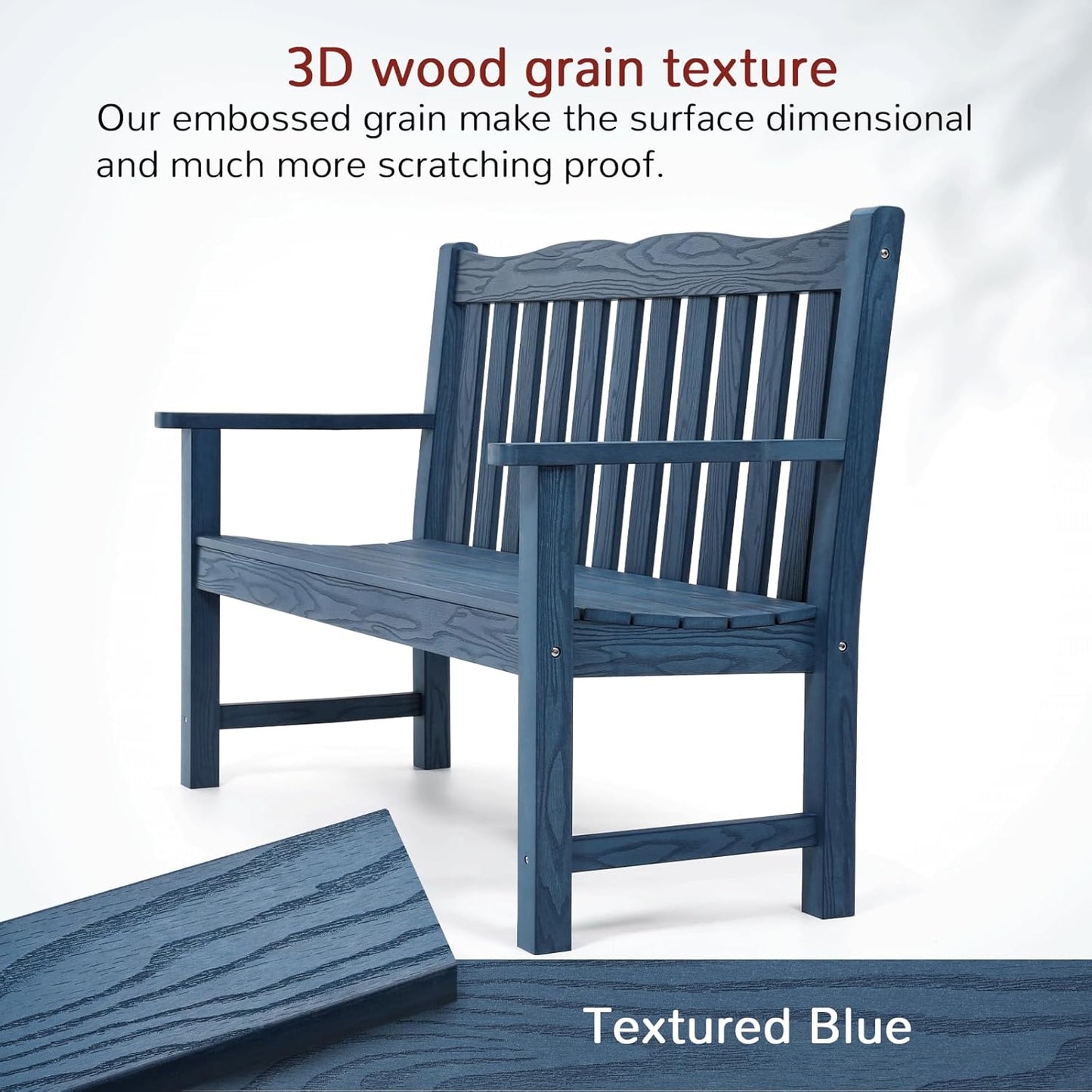 Stoog Outdoor Chairs & Bench Set, All-Weather Patio Furniture Set, Include 2 Patio Chairs and 1 Bench, Blue