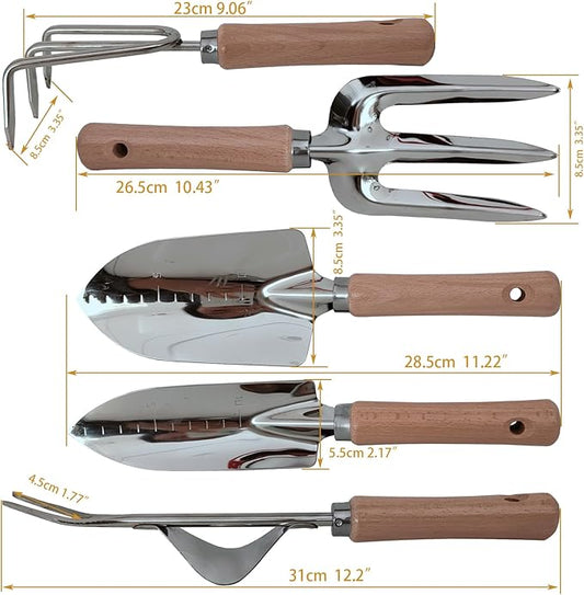 Gardening Tool, Includes Trowels, Rakes, Weeding Tool, and Hand Fork for Digging, Planting, Weeding for(5pcs Garden Tool 02)