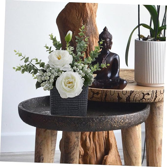 Creative Nordic Style Cement Flowerpot with Drainage Succulent Planter for Indoor Home Office Decor Modern Straight-Edged Geometric Design Container