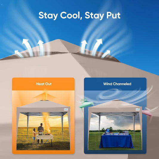 Quictent 10x10 Pop Up Canopy Tent, Instant Setup Gazebo for 1 Person, Portable & Compact, Waterproof & UV Protection, Ideal for Camping, Beach, Parties, and Outdoor Events