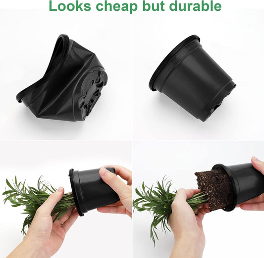 MIXC Plant Nursery Pots with Humidity Dome 4" Soft Transparent Plastic Gardening Pot Planting Containers Cups Planter Small Starter Seed Starting Trays for Seedling with 10pcs Plant Labels,30 Sets…