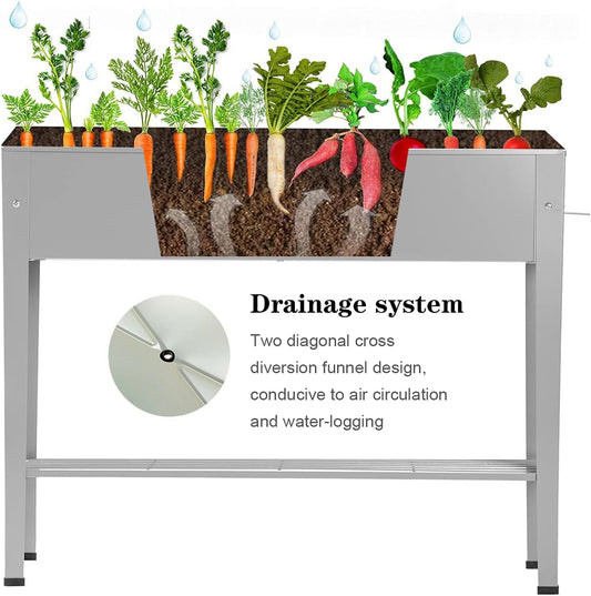 Metal Raised Garden Bed,Raised Planter Box with Legs,Herbs and Vegetables Planter Suitable for Outdoor Patio Deck and Porch (Gray)