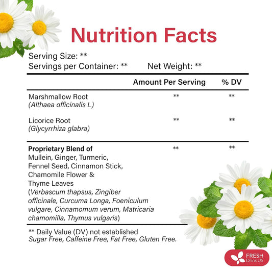 Premium Happy Throat Herbal Tea – 75 Bags Of Supper Tea Blend: Marshmallow Root, Slippery Elm & Ginger – Dry & Sore Throat Relief – Caffeine-Free, No Honey, No Citrus – No Sugar