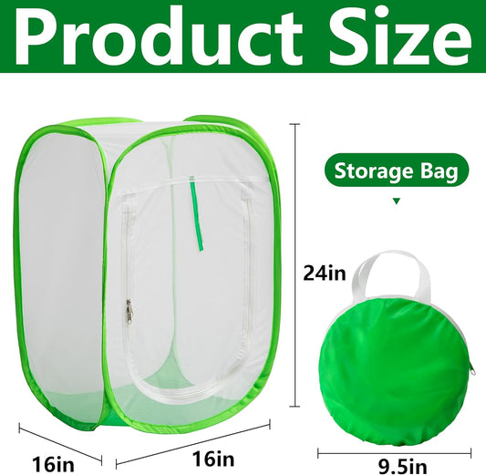 16" x 16" x 24" Pop Up Garden Mesh Plant Cover, Plant Protectors Mesh Plant Enclosure, Garden Net Cage Pest Protection Guard Tent with Storage Bag for Protect Plant Vegetable Fruit from Birds Insects