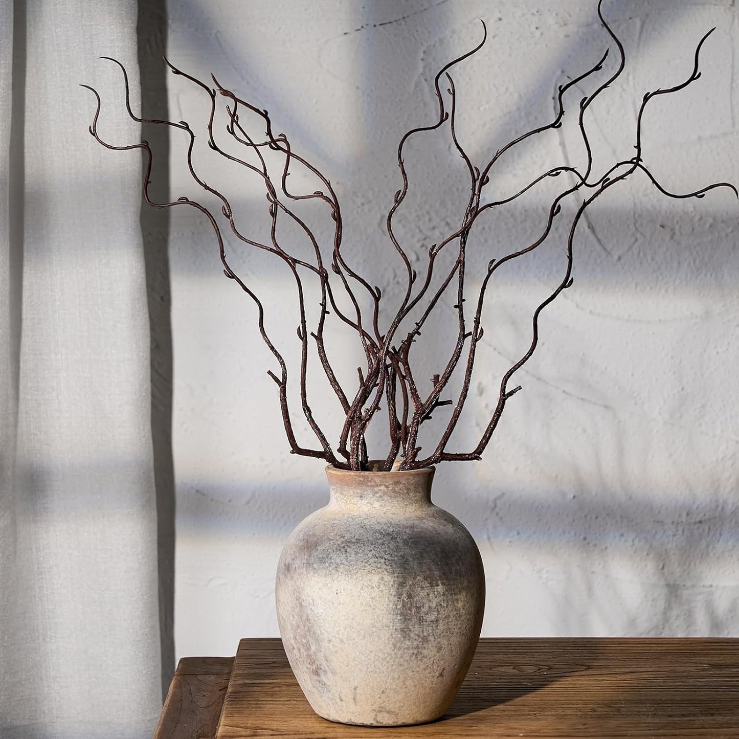 SIDUCAL Ceramic Decorative Flower Vase | 6 Inch Pottery Rustic Farmhouse | Boho | Whitewashed Terracotta Vase for Home Decor, Table, Living Room, Bathroom, Shelf, Mantel Decoration