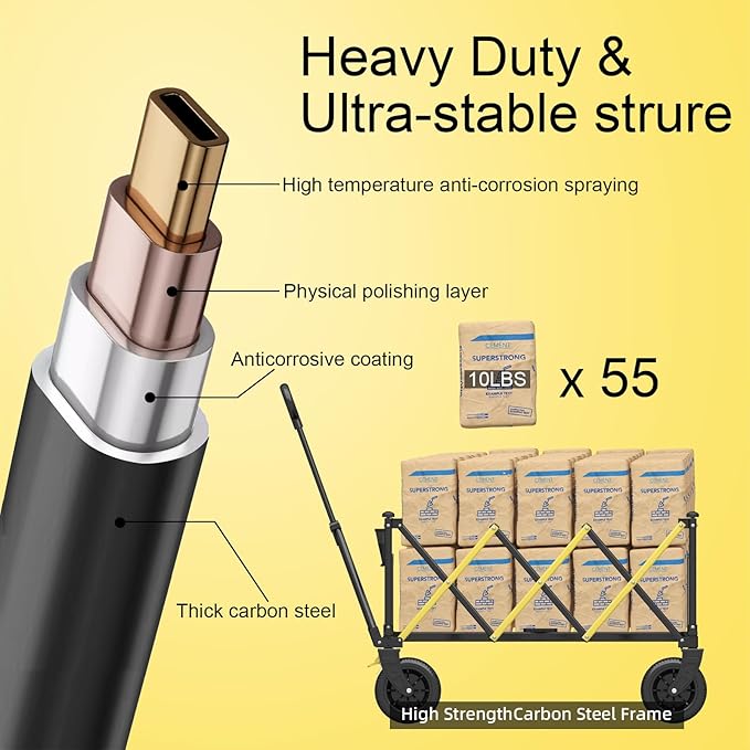 Wagon cart Foldable、Portable cart,Pets carts,with Large All-Terrain Beach Wheels and Drink Holder for Sports, Shopping, Camping