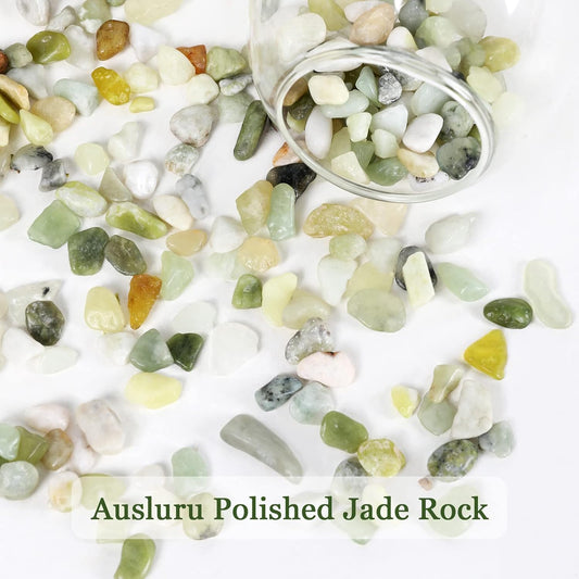 5lbs Natural River Rocks, Polished Pebbles for Plants Garden, 0.3-0.8 inch Decorative Jade Stones, Ideal for Fish Tank, Vases, Crafting, Home Decor and Garden Landscaping Rocks,Jade