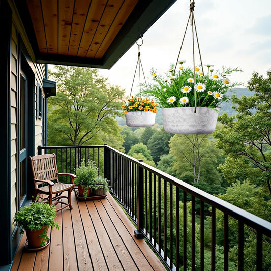 10.7 Inch Hanging Planter for Outdoor Indoor Plants,2 Pack Hanging Flower Pots with Drain Holes for Garden Home Decor Use (Marble)