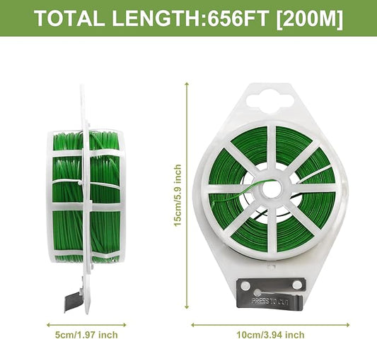 SumDirect Plant Ties,1312FT/400m Green Garden Twist Ties with Cutter for Gardening Plants Growth and Care,Plant Garden Twine Wires for Office Home Cable Organization (1312 Feet / 400 Meters(2 Rolls))