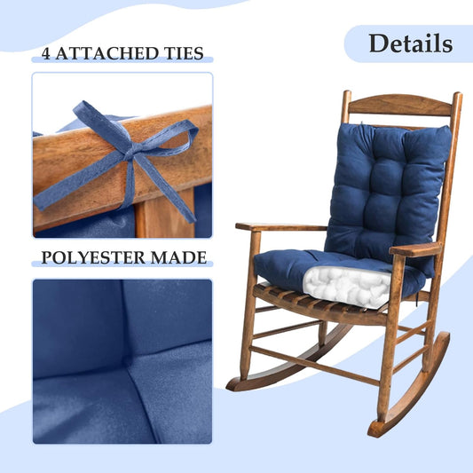 Yellow Rocking Chair Cushion Indoor Outdoor High Back Seat Pad Soft Chair Cushion for Patio Porch Garden Kitchen Office