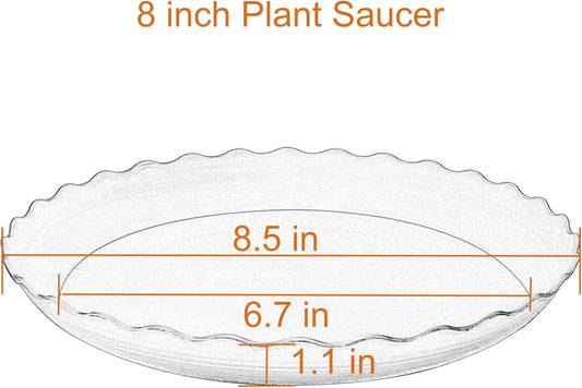 6 Pack Plant Saucer 8 inch, Heavy Duty Plastic Plant Water Tray, Planter Saucers, Flower Pot Tray Water Trays for Plant Pots (Terracotta)