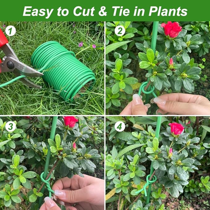 Shintop Plant Ties, 65.6ft Soft Green Garden Wire Flexible Twist Ties for Outdoor Climbing Plants,Tomatoes, Flowers, Roses Plant Support (3.5mm)