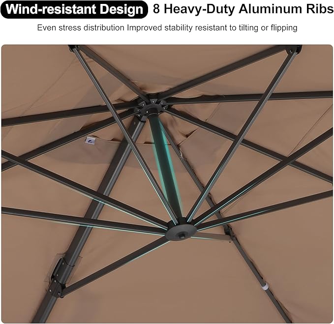 PURPLE LEAF 9' X 12' Left-right Tilting Outdoor Patio Umbrella Swivel Offset Cantilever Heavy Duty Rectangle Aluminum Umbrella with UV Resistant for Deck Pool Patio Backyard, Sand Dune