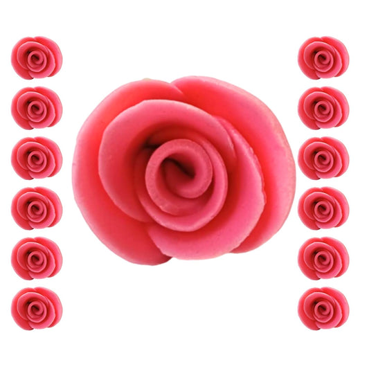 Confect Edible Flower | Edible Flower for cake decorations | Edible Flower Cupcake Toppers | Cupcakes & Doughnut Edible Toppers | Edible Hot Pink Flower- Vegan, Gluten-Free, Soy-Free, Dairy-Free, Palm Oil-Free -Pack of 12