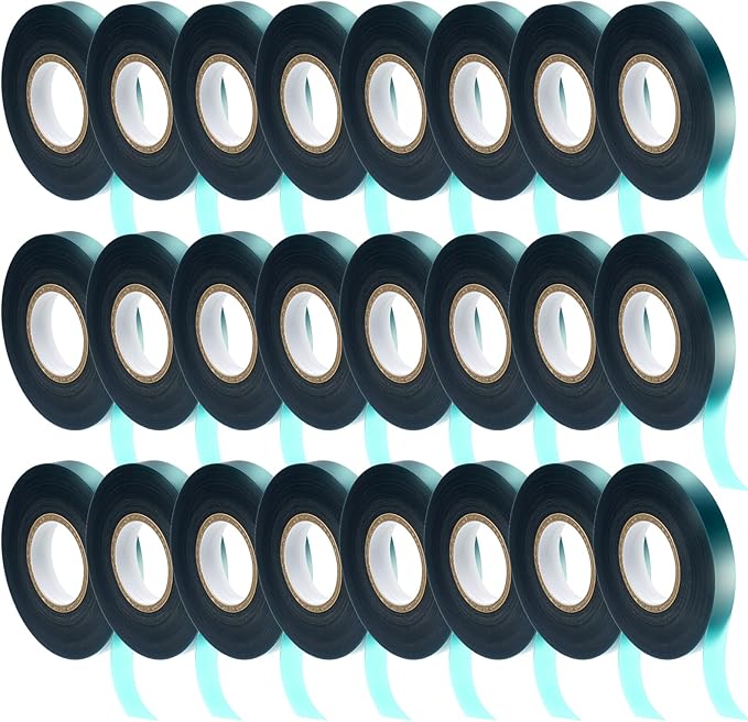 24 Pcs Stretch Tie Tape, 150 Feet x 1/2" Wide Reusable Garden Plant Ties Green Tapes for Plants, Thick Garden Vinyl Stake Ribbon for Branches Flowers Tomatoes Indoor/Outdoor/Greenhouse