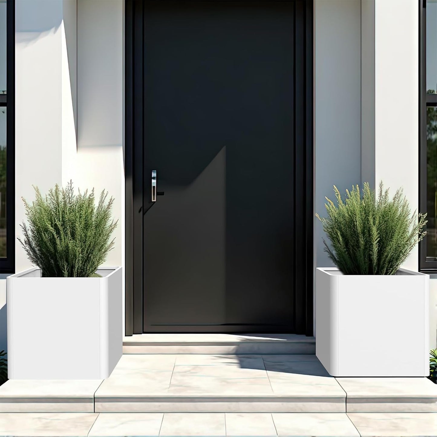 Large Outdoor Planter 26" L x 26" W x 26" H,Metal Square Planter for Outdoor Plants,Heavy Duty Modern Flower Plant Pot for Porch/Patio/Garden