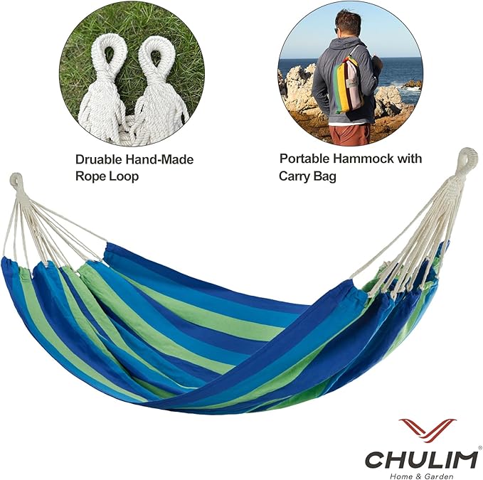 Brazilian Double Hammock with Tree Straps,Extra Large 240x160cm,2 Persons Hammock for Backyard Patio Outdoor and Indoor,450lbs Weight Capacity,Soft Woven Cotton Fabric