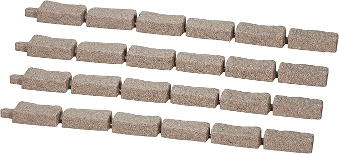 VEVOR Faux Stone Landscape Edging, No Dig Garden Edging Border, Flexible Blocks for Lawn Edging, Flower Beds, Driveway, Yards with 12 Spikes, 4 Pack 24 Bricks 16FT Kit, 46.5" Lx 3.7" W x 2.2" H, Brown