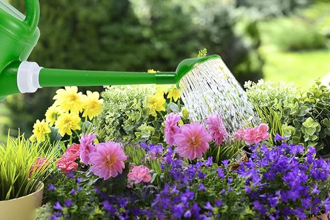 Plastic Watering Can for Indoor & Outdoor Plants 1 Gallon/4-Liter, Ebristar Watering Pot for Garden Flower with Long Spout and Removable 360 Degree Rotation Sprinkler Head, Green