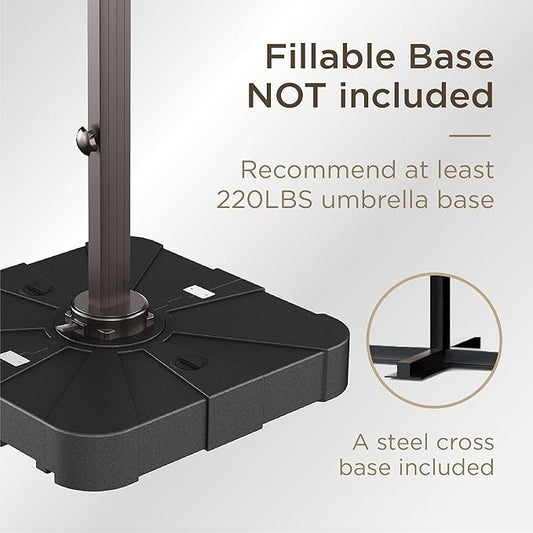 10' X 13' Patio Umbrella Outdoor Large Rectangle Offset Cantilever Umbrellas Double Top Heavy Duty Windproof with 360-degree Rotation for Pool Garden Deck