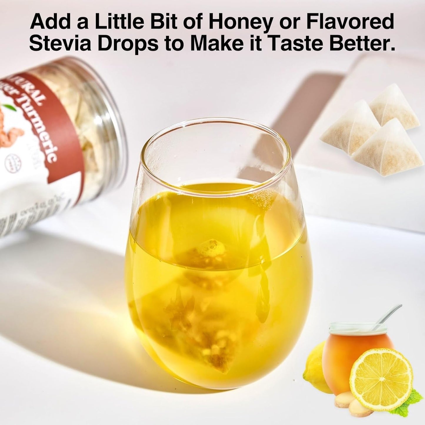 50 Ginger Turmeric Tea Bags – Premium Herbal Turmeric and Ginger Tea for Digestion and Immune Support, Caffeine-Free