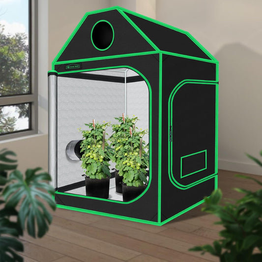4x4 Grow Tent, 48"x48"x72" Roof Cube Plant Grow Tents with Observation Window and Floor Tray for Indoor Plant Growing Seedling