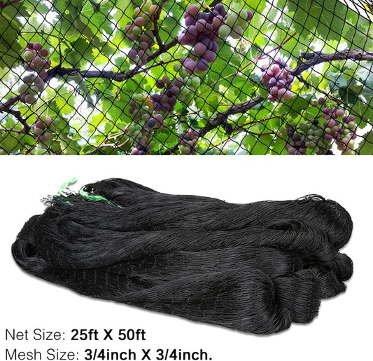 OGORI 25' x 50' Bird Netting Heavy Duty Nylon 3/4" Mesh Garden Netting Protect Fruit Trees, Plants and Vegetables