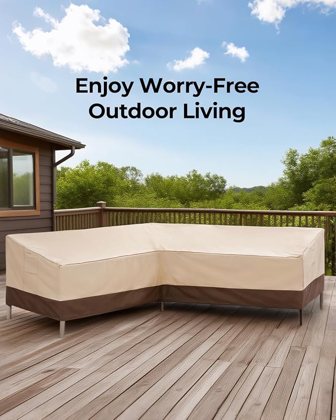loriano V-Shaped Patio Furniture Covers, 600D Heavy Duty Waterproof, Fits 5-Seater Outdoor Sectional Sofa 85" W*32" D*30" H, All-Weather UV Wind Rain Protection