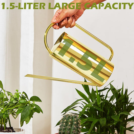 Watering Can for Indoor Plants, 50 oz/1.5L Stainless Steel Watering Can Pot with Long Spout, Garden Watering Cans with Comfortable Handle for Indoor House Plants Bonsai Flower Decorative